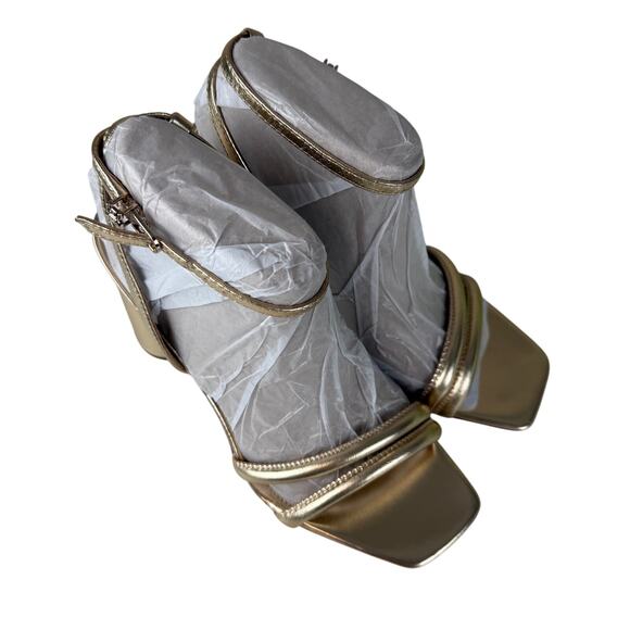 Sam Edelman Kia Block Heel Sandal in Gold Leaf Leather New in Box Size 7 - Picture 2 of 9